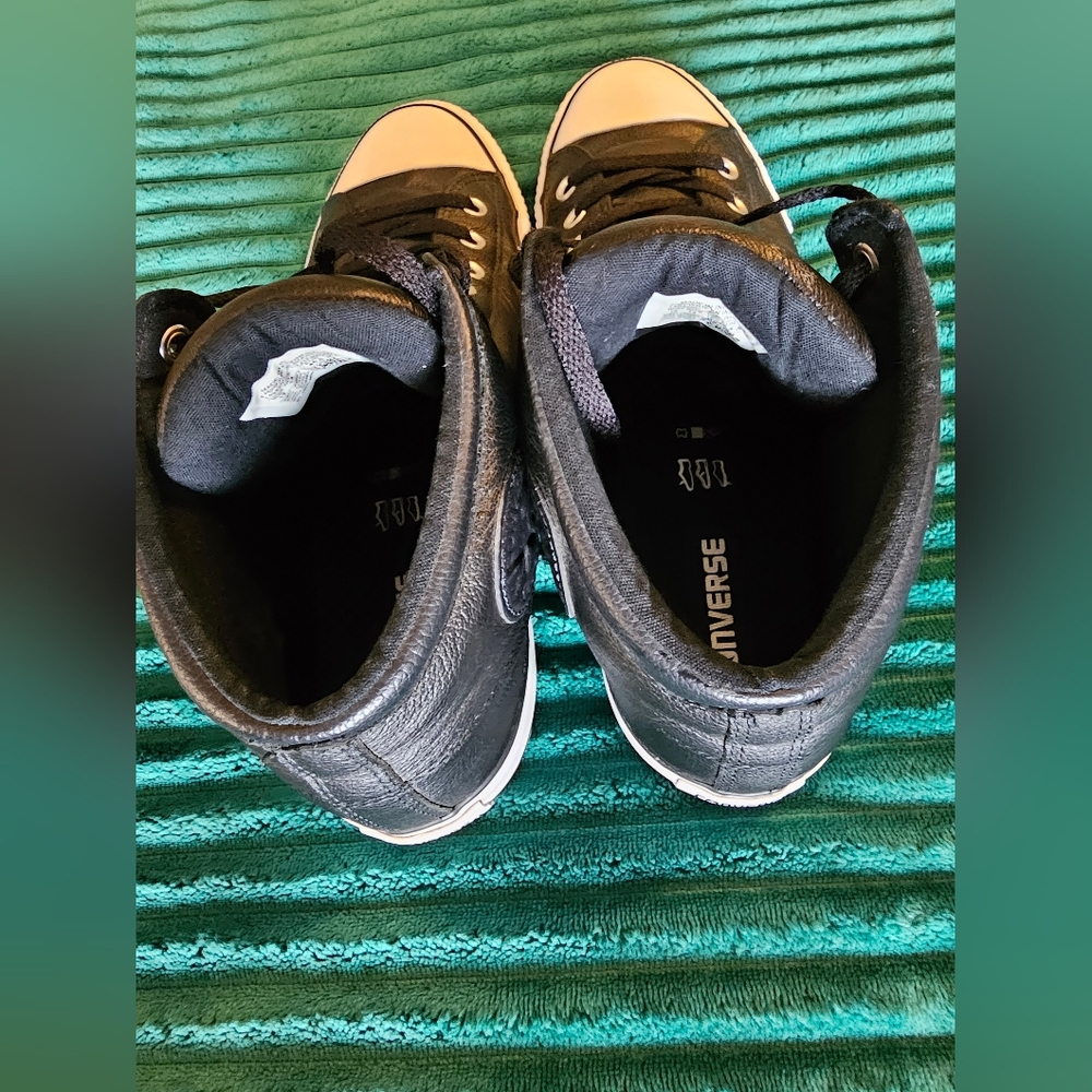 Converse All Star High Street Black Leather Size 12 Chuck Taylor - Picture 6 of 8